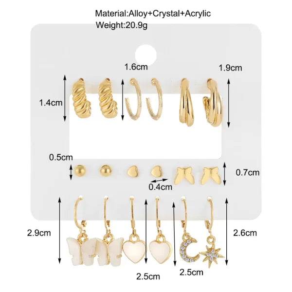 9 Gold plated earrings & studs - Craftybella
