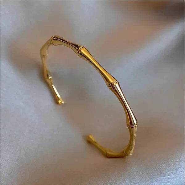 Gold bamboo cuff bracelet - Craftybella