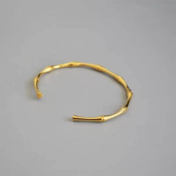 Gold bamboo cuff bracelet - Craftybella