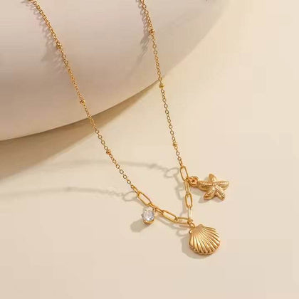 Marine neckpiece 18k gold anti-tarnish