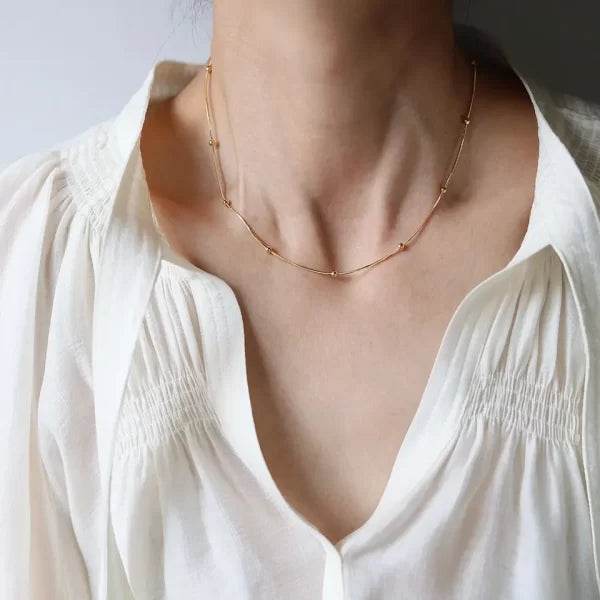 Beaded 18k gold plated chain necklace - Craftybella