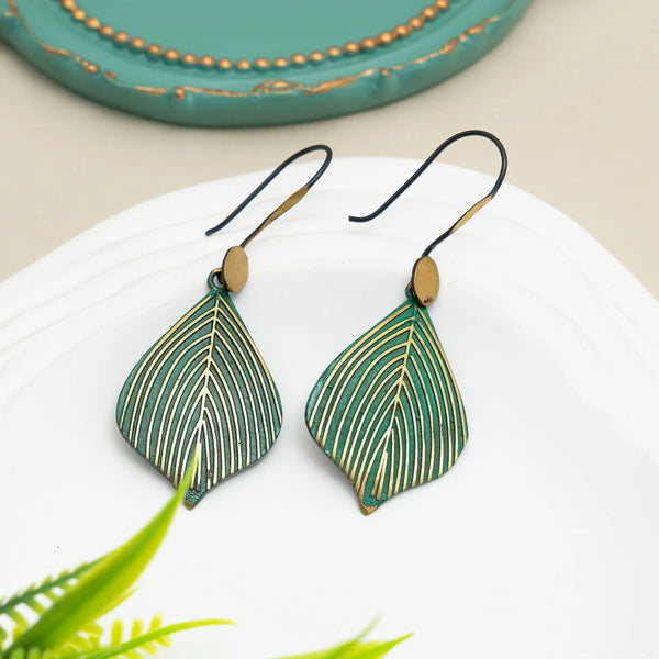 Metallic Leaf Dangle Earrings – Statement Nature Inspired (2 Variants)