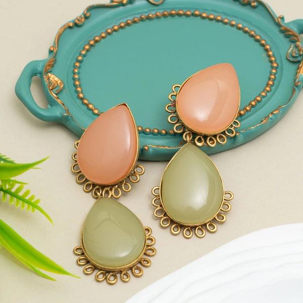 Teardrop Glossy Stud Earrings – Pastel Sage Green