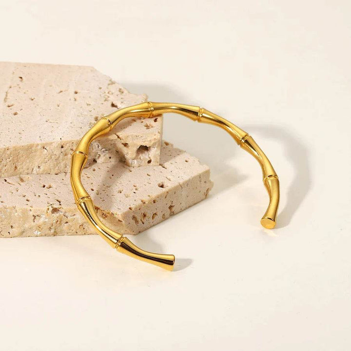 Gold bamboo cuff bracelet - Craftybella