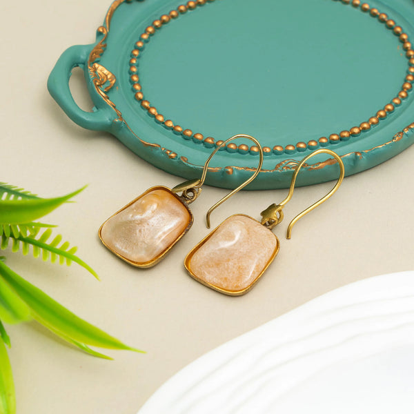 Peach Aura Marble Drop Earrings