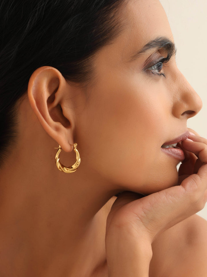 Twisted Circle 18K Gold Plated Hoops - Craftybella