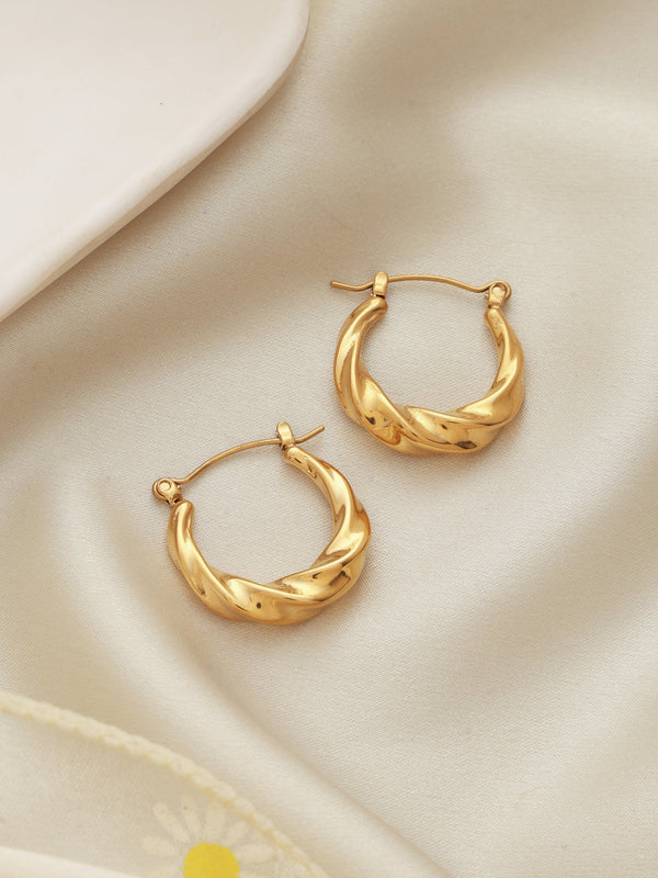 Twisted Circle 18K Gold Plated Hoops