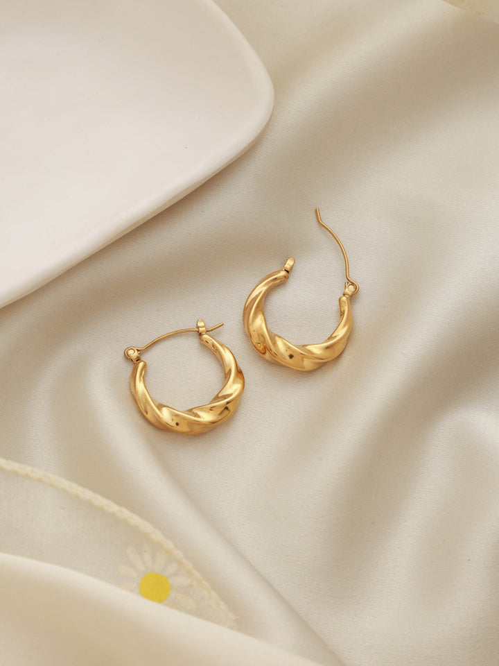 Twisted Circle 18K Gold Plated Hoops - Craftybella