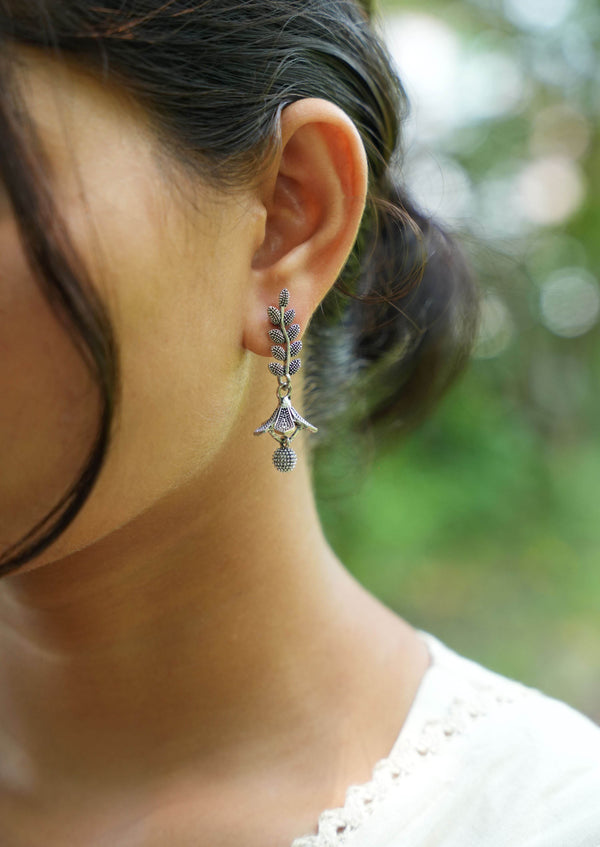 Temple leaf Oxidised Jhumka - Perfect for Daily Wear