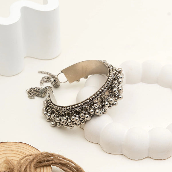 Oxidised Silver Ghungroo Bracelet – Boho Kada