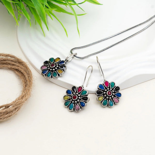 Meera Multicolor Oxidised Set