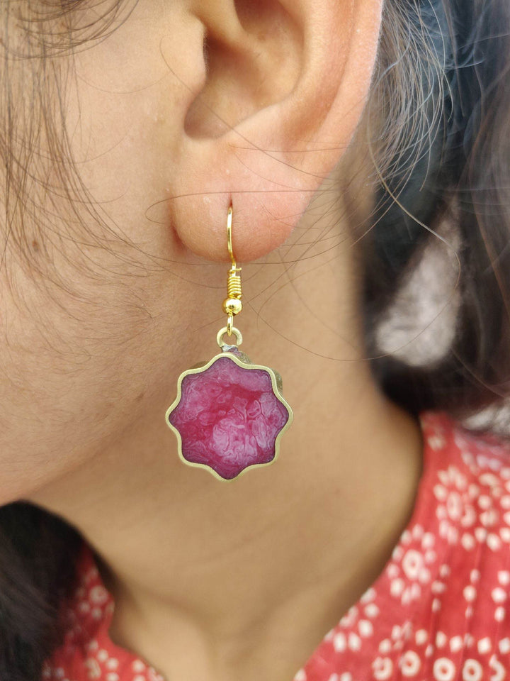 Minimalist Purple Floral Dangle Earrings - Craftybella