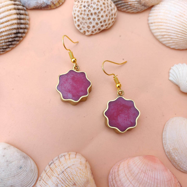 Minimalist Purple Floral Dangle Earrings - Craftybella