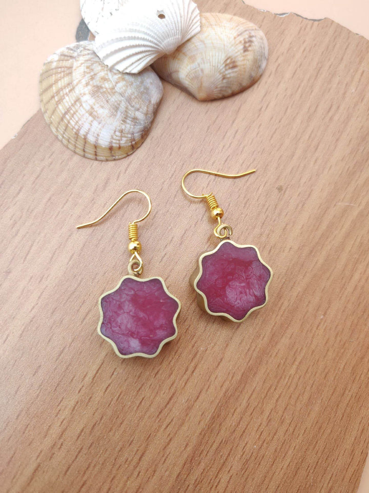 Minimalist Purple Floral Dangle Earrings - Craftybella