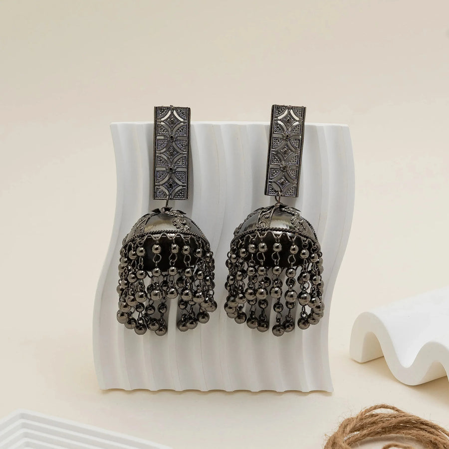 Vintage Mirror Reflection Oxidised Earrings - Craftybella