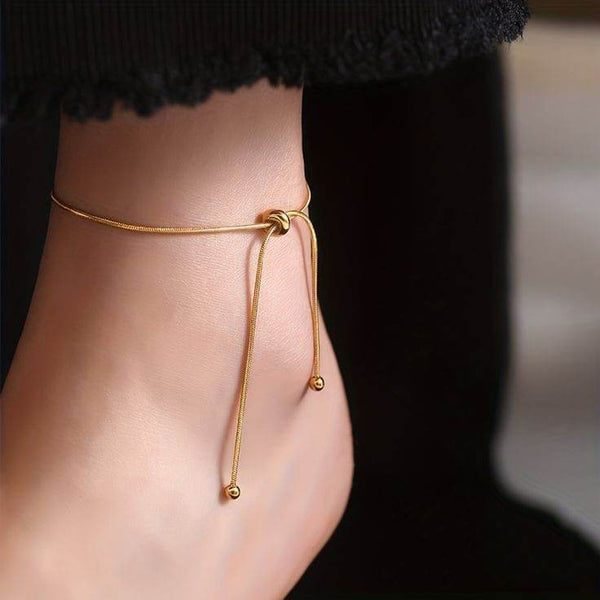 18K Gold Plated Knot Style Stainless Steel Anklet - Craftybella