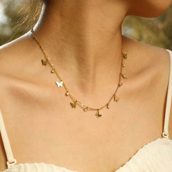 Light Weight Butterfly 18K Gold Plated Pendant - Craftybella