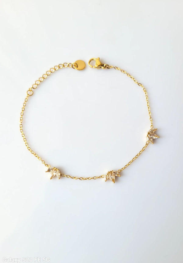 Sparkling Lotus 18k Gold-Plated Bracelet