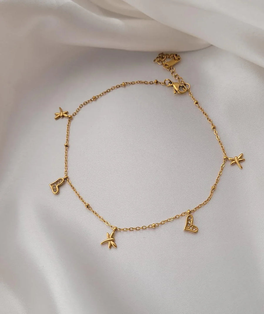 Twinkle Heart Anklet - Craftybella