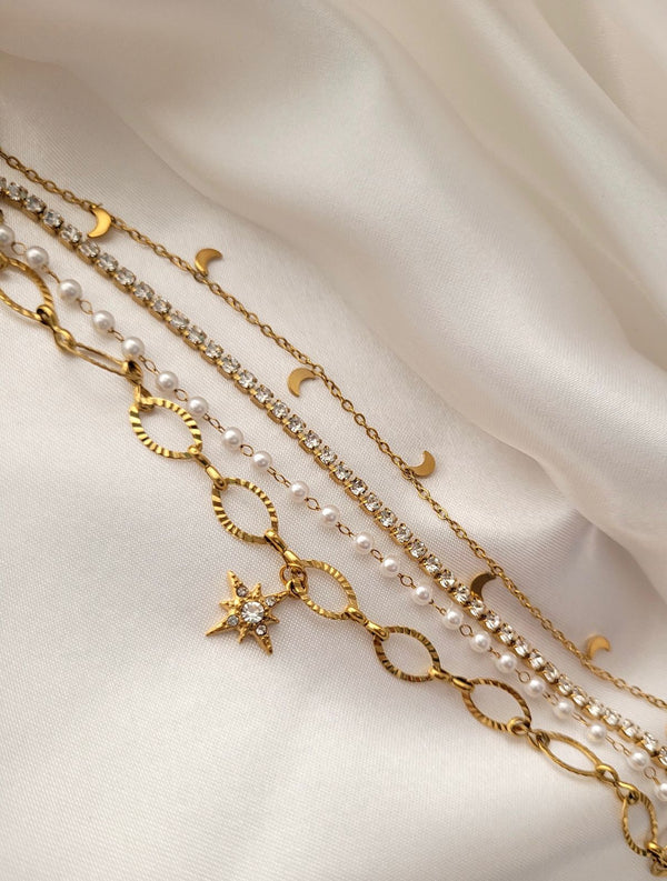 Golden Galaxy Four-Layer Charm Bracelets 18k