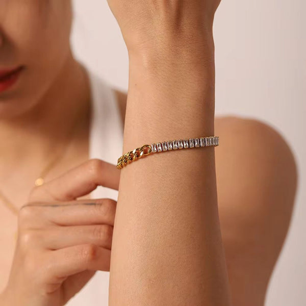 Icy Cuban Diamond Bracelet 18k gold plated