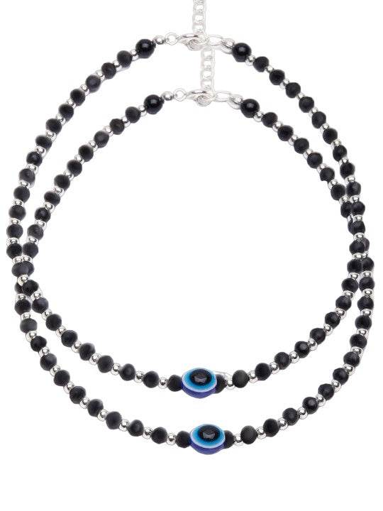 Evil Eye With Black stone Anklet Pair - Craftybella