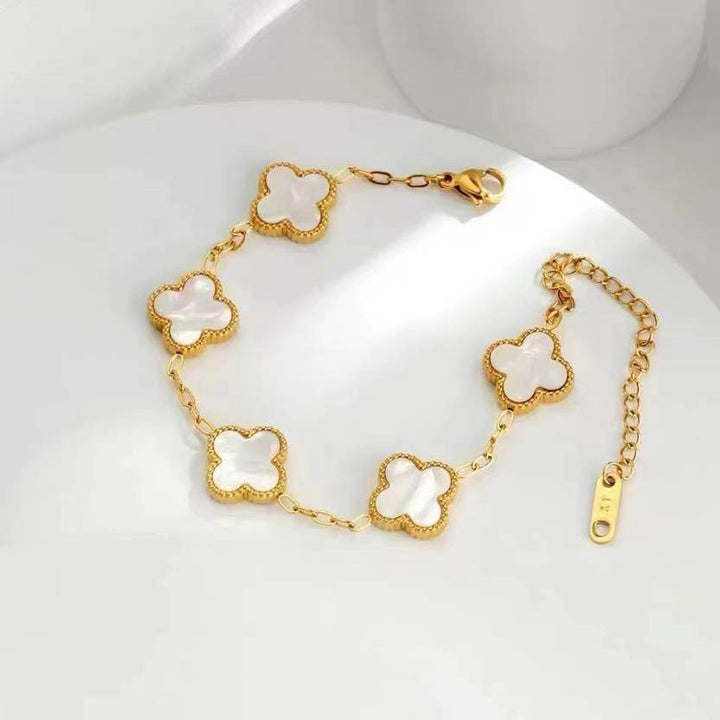 White clover 18k Gold Plated Bracelet - Craftybella