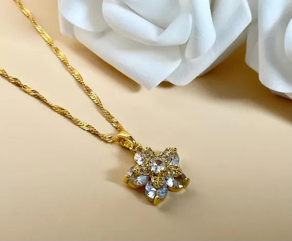 Zinnia Bloom Pendant Necklace