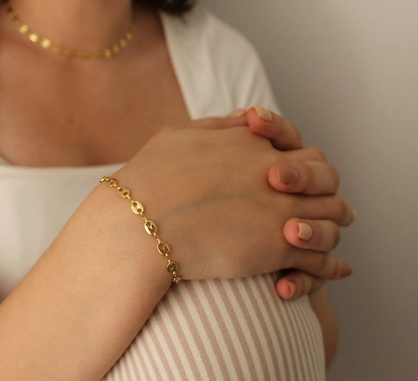 Anchor Link Chain Bracelet 18k gold plated anti tarnish