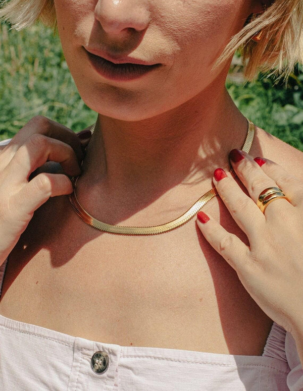 Snake chain necklace 18k gold anti-tarnish
