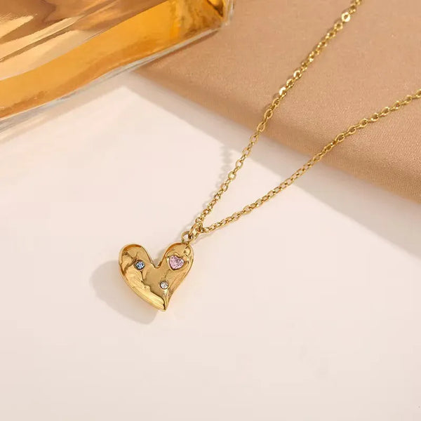 Celeste Heart – Gold-Plated Pendant with Dreamy Multicolor Stones