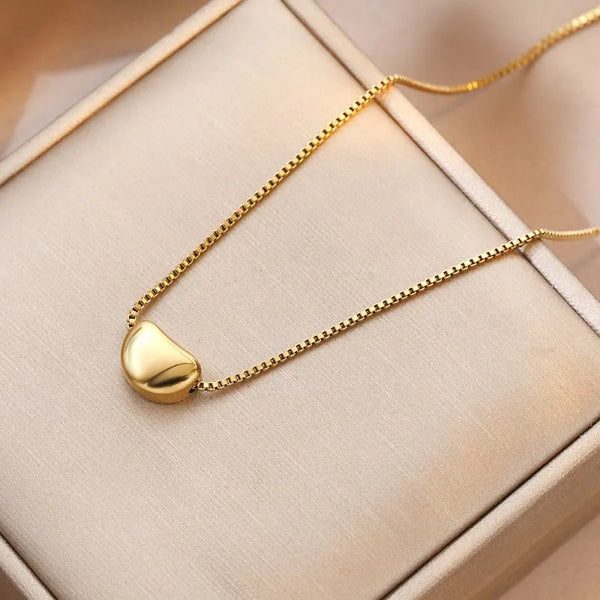 Mini Bean Pendant Necklace – Sleek Minimal Gold Charm
