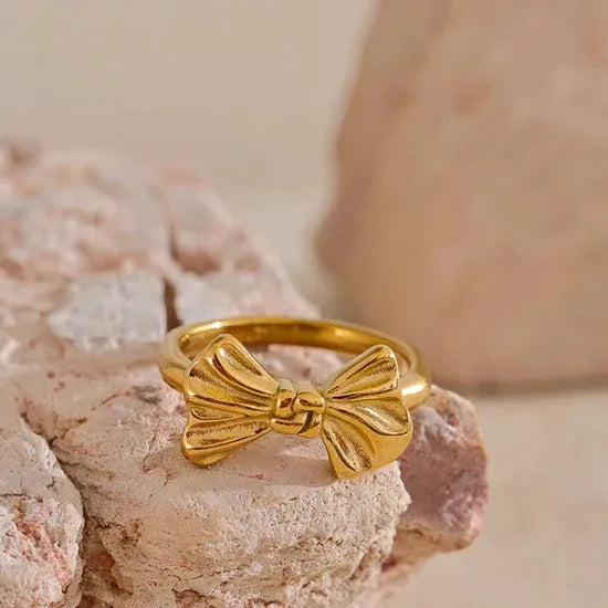 Golden Bow Ring 18K Gold Plated