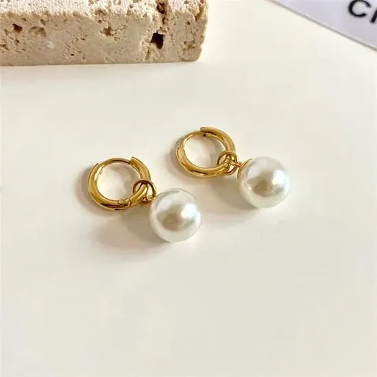 Eternal Glow – Classic Pearl Drop Hoops