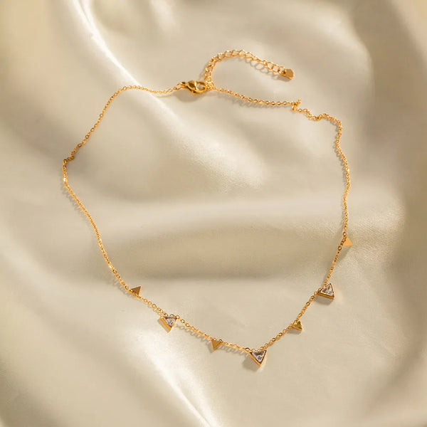 Golden Gleam Triangle Necklace – Dainty & Geometric Chic