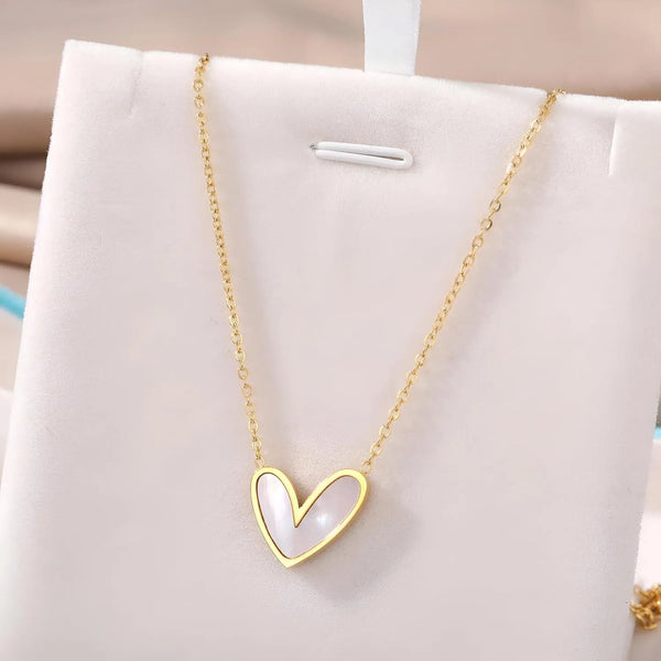 Whispers of Love – Mother of Pearl Heart Necklace
