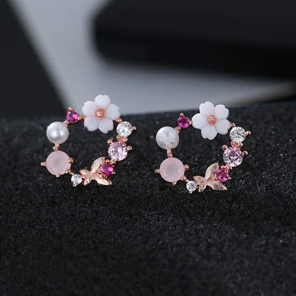 Cute Pink Flower Earring