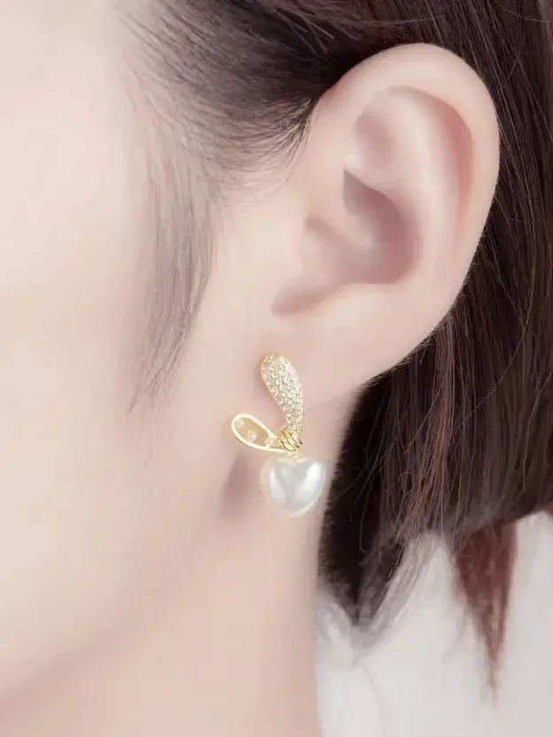 Korean Heart Pearl Earring - Craftybella