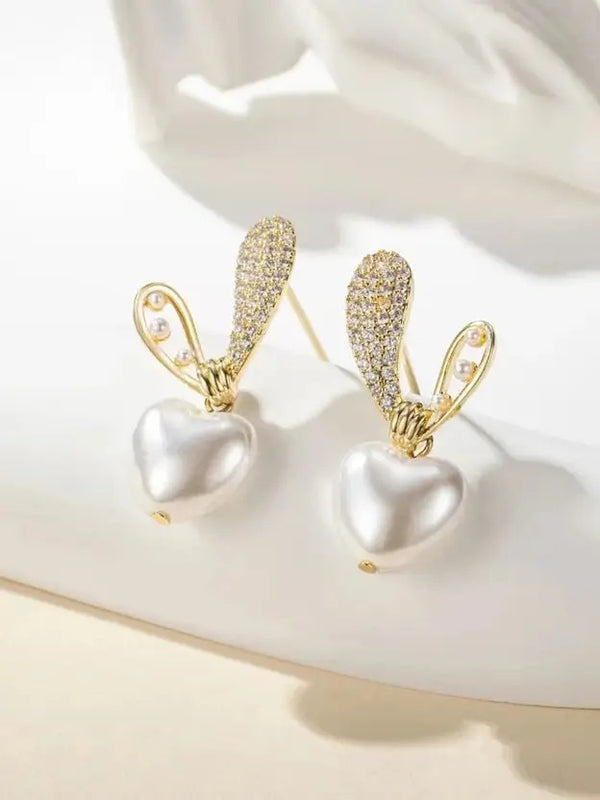 Korean Heart Pearl Earring