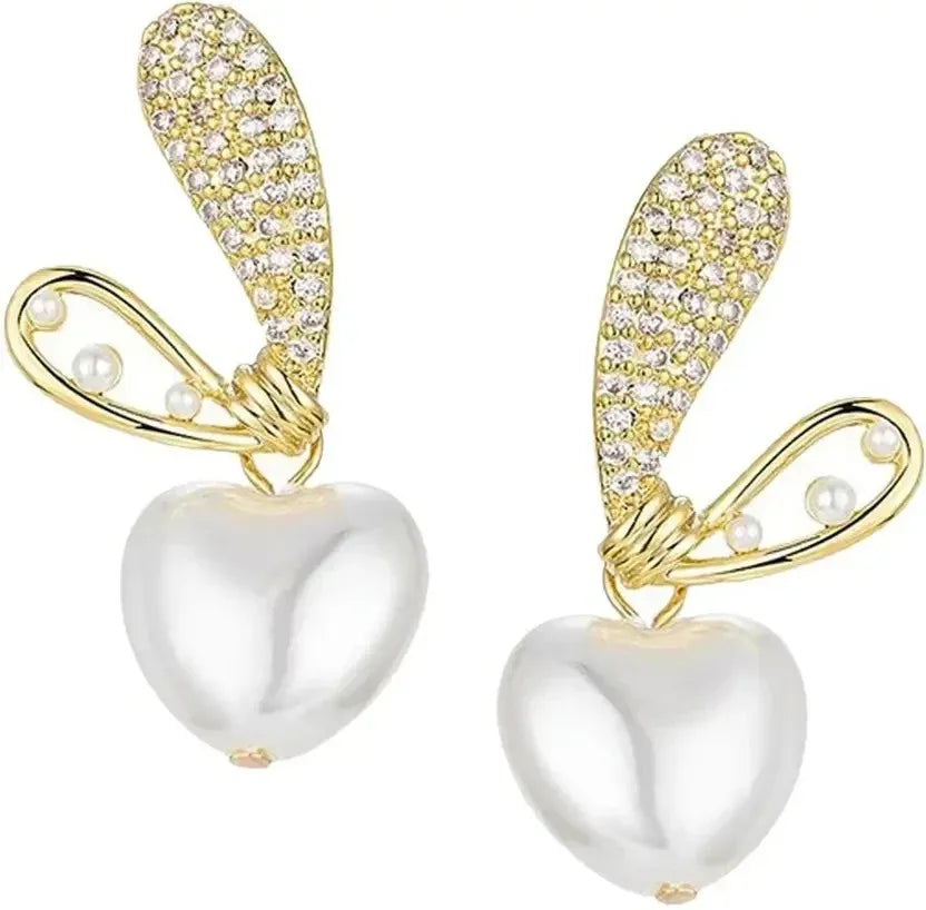 Korean Heart Pearl Earring - Craftybella