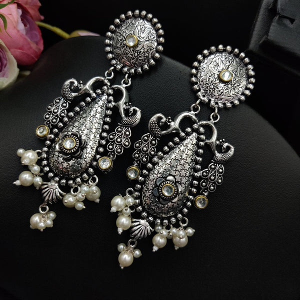 Silver Glow Pearl Cascade Jhumka