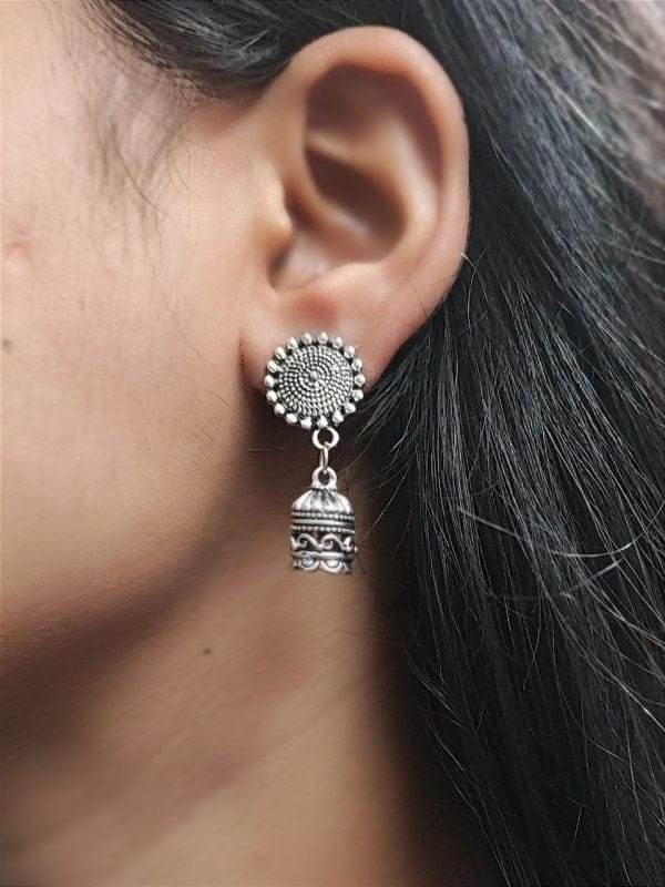 Silver Oxidized cute Jhumki - Craftybella