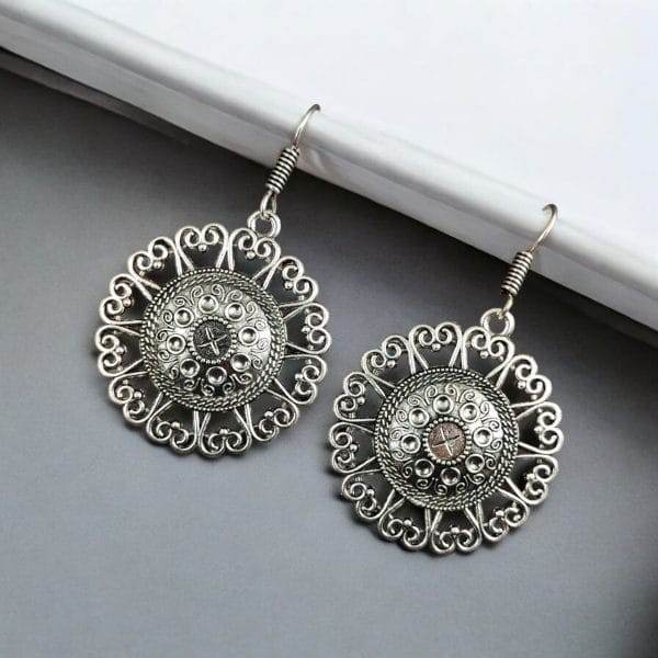 Silver Plated chakra Heavy Earrings - Craftybella