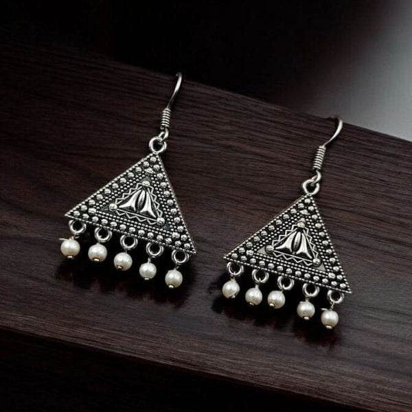 Oxidised Casual Wear Earrings | Light Weight German Silver Jewelry - Craftybella