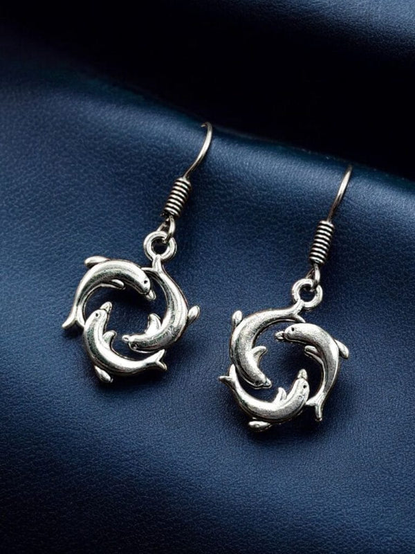 Dolphin Design Traditional Silver Jhumkis