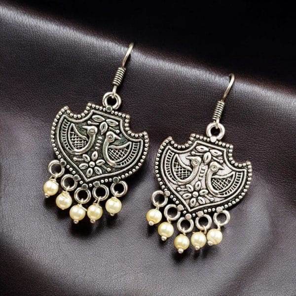 Peacock-Themed Silver-Plated Hook Earrings – A Perfect Statement Jewelry - Craftybella