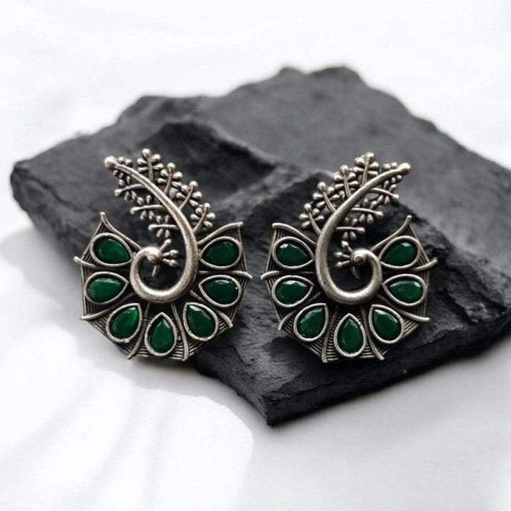 Unique Peacock Design & Stunning Green Stone Detailing - Craftybella