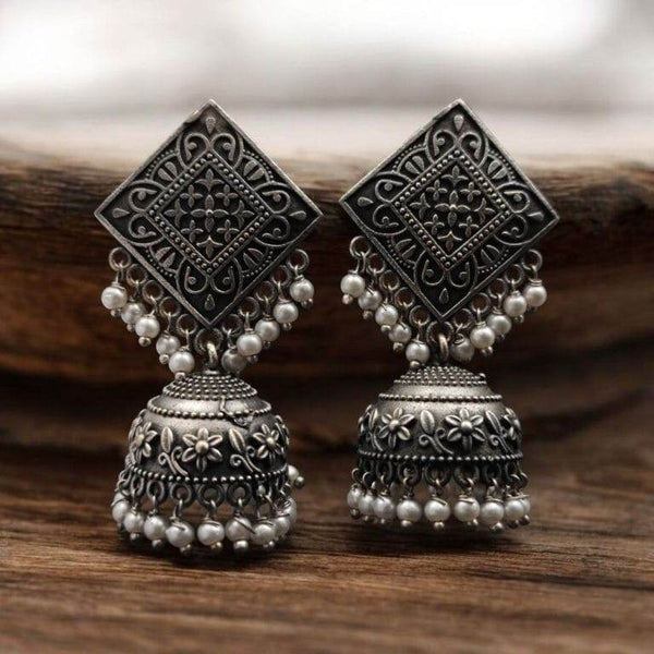 Oxidised Silver Earring– Replica Square Jhumka for Best Ethnic Look - Craftybella