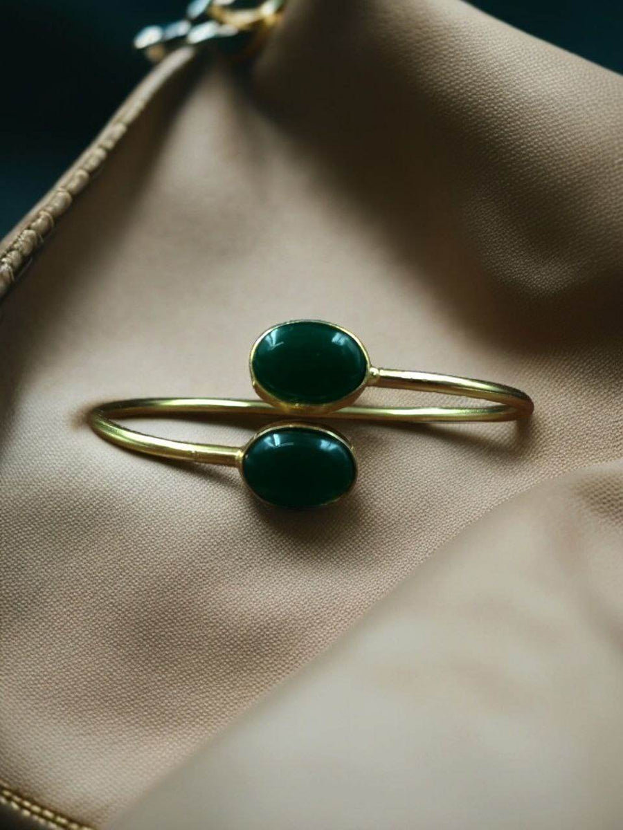 Ethnic Gold Plated Bangle with Monalisa Stone - Craftybella
