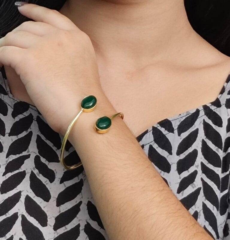 Ethnic Gold Plated Bangle with Monalisa Stone - Craftybella